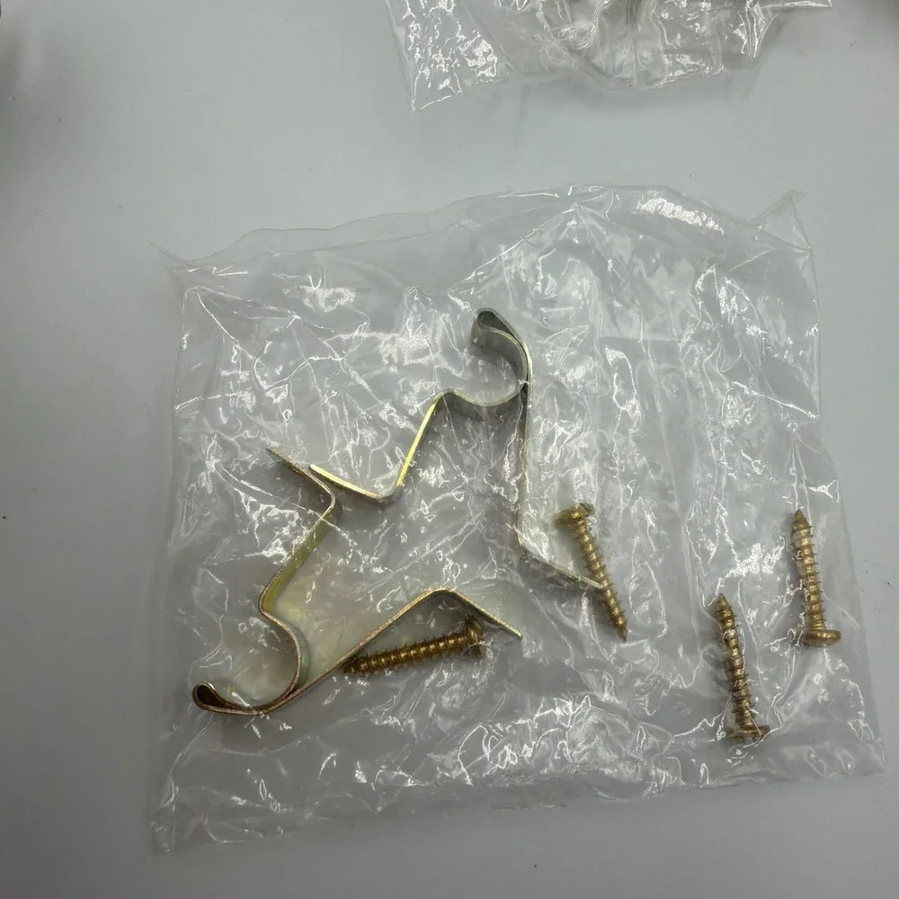 Curtain Rod Brackets Lot 5 Gold Brass Metal Wall Mount Classic Support